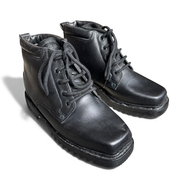 GHETE MILITARE DIN PIELE - VANATORI DE MUNTE - SURPLUS MILITAR ARMATA ROMANA - NEGRE - IN STARE BUNA