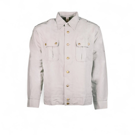 Service Shirt with Two Pockets and Long Sleeves - East German Navy Military Surplus - Volksmarine der NVA - White - Like Ne