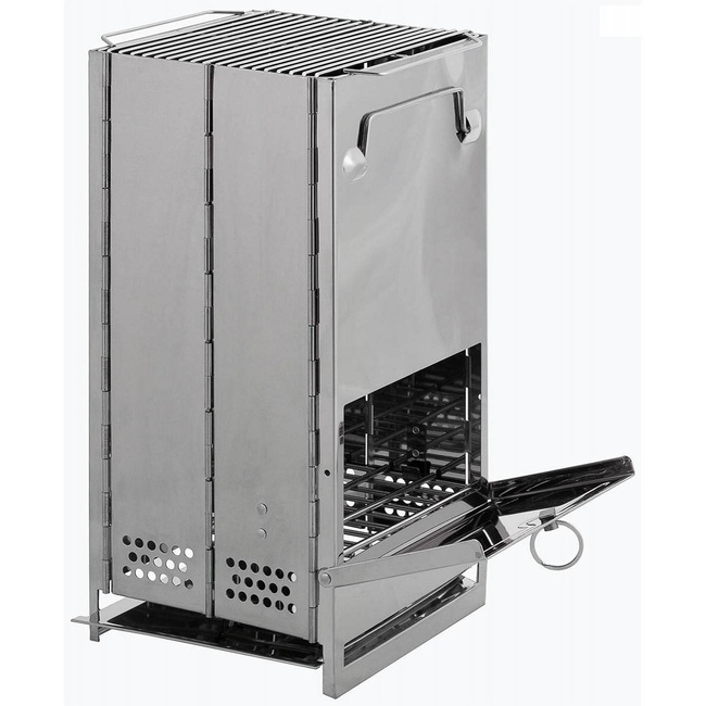 ROCKET STOVE WITH GRATE, FOLDABLE, LARGE, STAINLESS STEEL - MFH