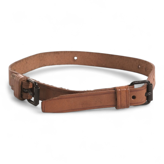 Curea din piele - 25 mm x 145 cm - Surplus Militar Armata Germana de Est NVA - Maro - Uzata