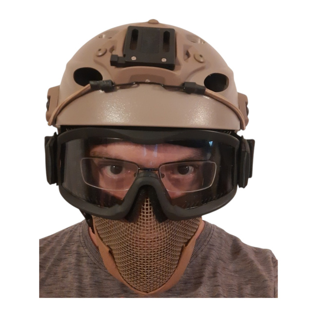 Face and Ear Protection Mask - Metal Mesh - Coyote - A.C.M.