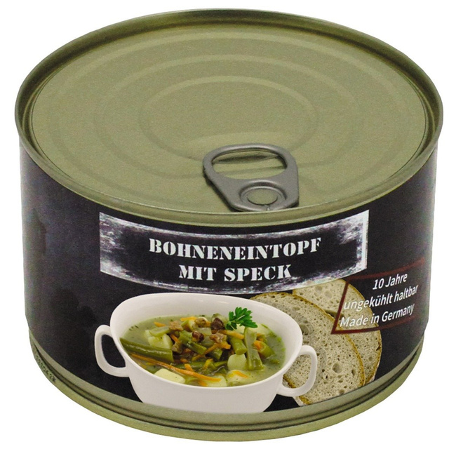 TOCANĂ CU FASOLE ȘI BACON ÎN CONSERVĂ - 400 G - VALABILITATE 10 ANI - MFH®