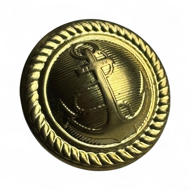 Metal Button - Navy Uniform - Romanian Naval Forces - 23 mm - Anchor Design - Gold - In Good Condition