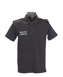Tricou polo negru cu maneca scurta si epoleti pentru POLITIA LOCALA