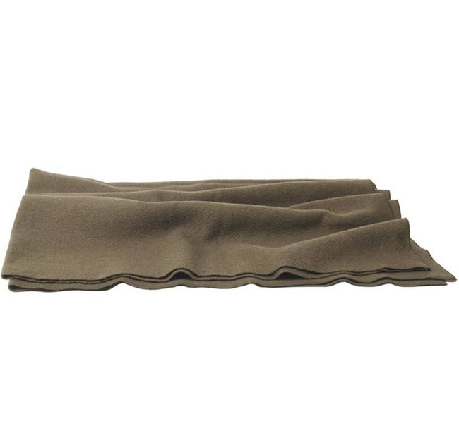 WOOL BLANKET - OD - GENUINE MILITARY SURPLUS FRENCH ARMY - USED