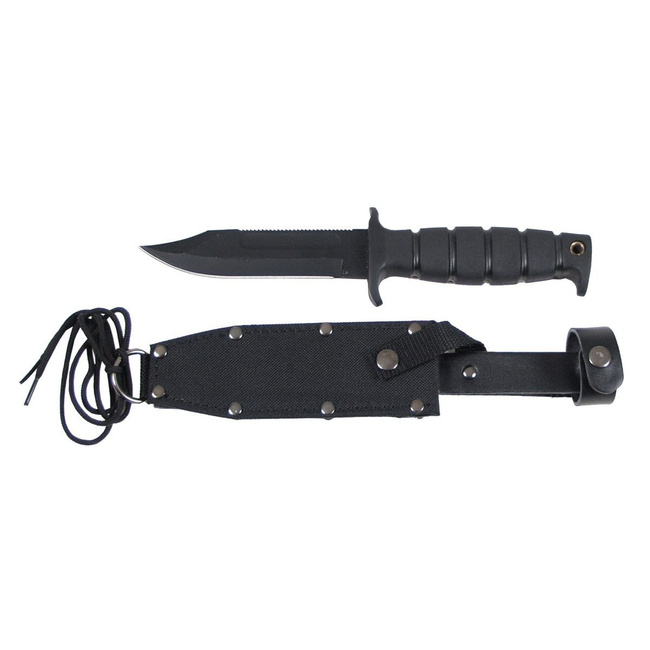Cutit Survival, maner din metal, Negru