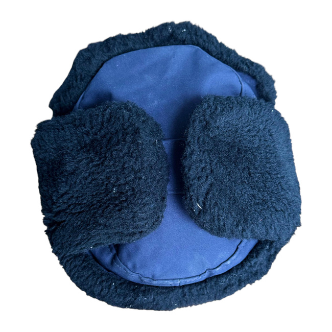 WINTER CAP FOR CADRES - SOVIET PERIOD - ROMANIAN ARMY MILITARY SURPLUS - NAVY BLUE WITH BLACK FUR - IN GOOD CONDITION