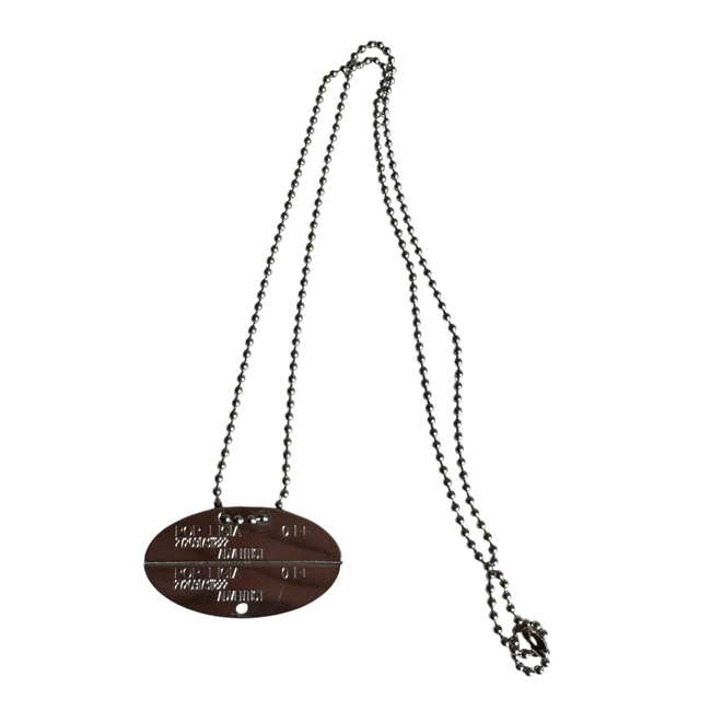  Placuta Personalizata de Identificare cu Lant - Dog Tag - Demo - Surplus Militar Armata Romana - Inscriptie Aleatorie - Argintie - Ca Noua