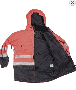 GERMAN WORK JACKET - SCOTCHLITE™ - WITH HOOD - ORANGE 3M - USED