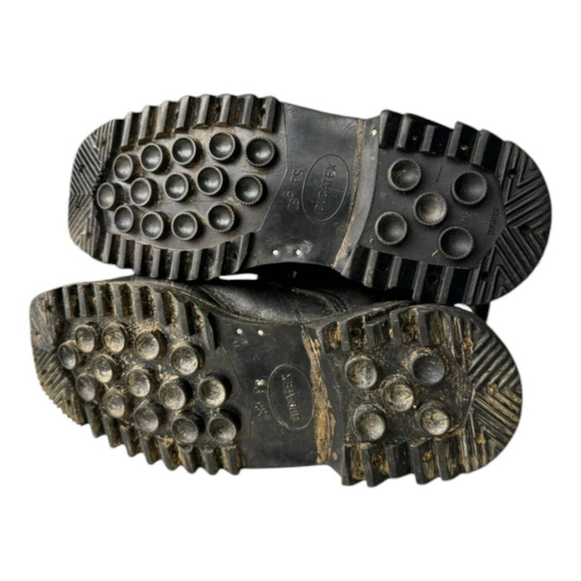 LEATHER MILITARY BOOTS - MOUNTAIN HUNTERS - MILITARY SURPLUS ROMANIAN ARMY - BLACK - USED