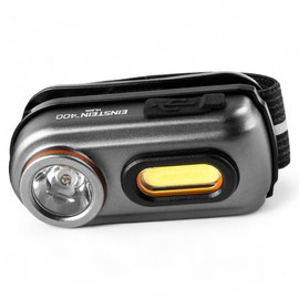 Lanterna LED frontala Nebo Einstein 400, acumulator, 400lm, 2 trepte de luminozitate, functie turbo, semnalizare rosie, IPX4, gri + negru