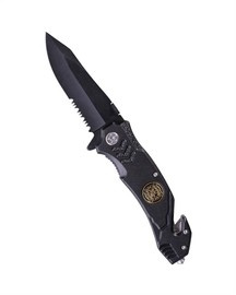 ONE-HAND POCKET KNIFE - "FIRE BRIGADE" - Mil-Tec® - BLACK