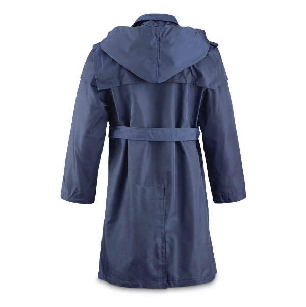 WATERPROOF TRENCH COAT - ROMANIAN ARMY MILITARY SURPLUS - LIKE NEW - NAVY BLUE