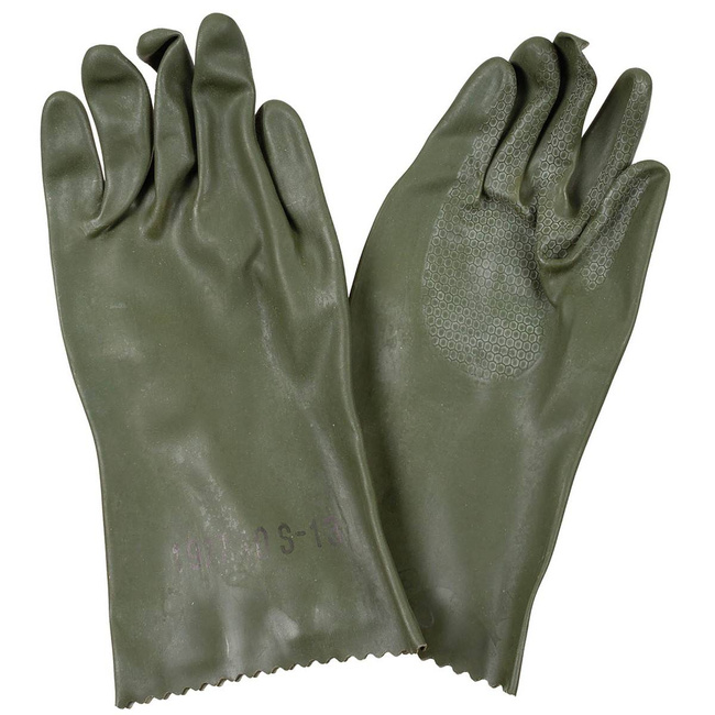 CZ/SK RUBBER GLOVES FOR OPCH SUIT - OD GREEN - MILITARY SURPLUS - LIKE NEW