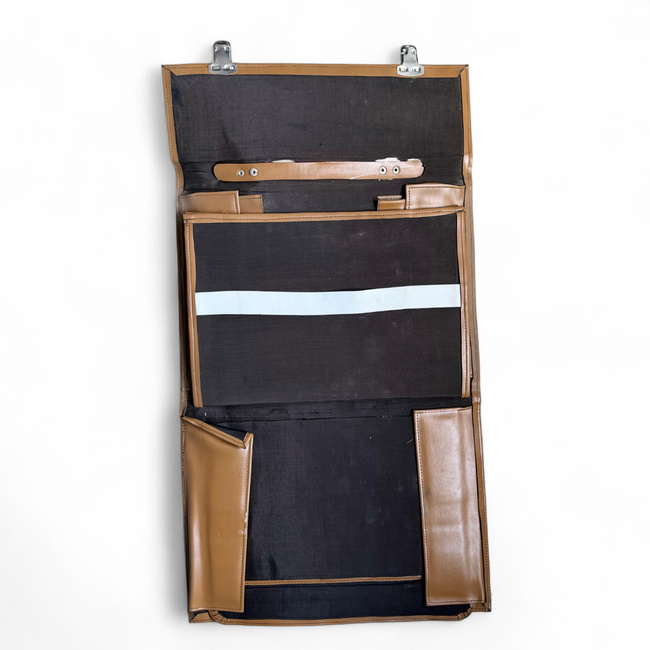 VINTAGE BRIEFCASE - ROMANIAN ARMY MILITARY SURPLUS - BROWN - IN GOOD CONDITION