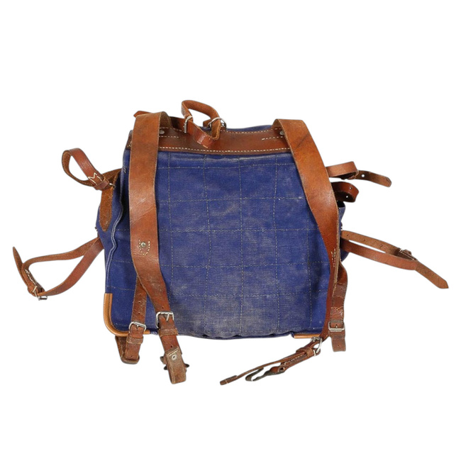 VINTAGE MILITARY RUCKSAK - COLD WAR ROMANIAN ARMY RARE SURPLUS - BLUE - USED