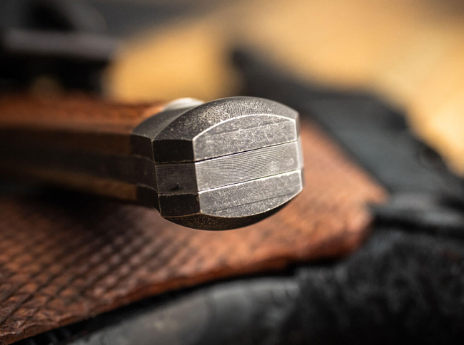 FIXED BLADE KNIFE P08 DAMASCUS - BROWN