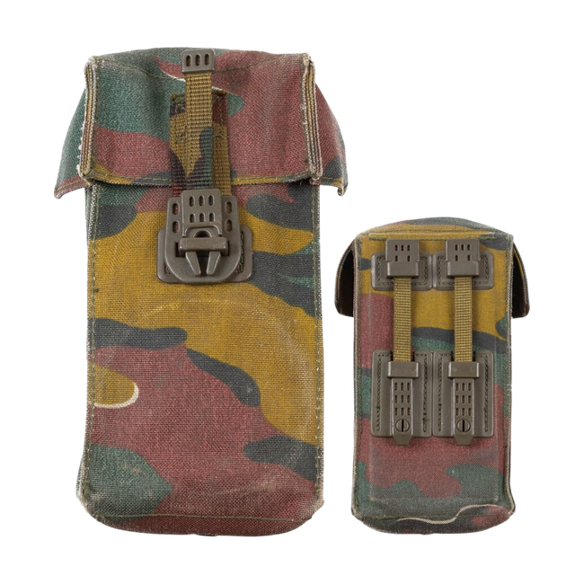 Pouch dublu pentru munitie - Surplus Militar de la armata Belgiana - Camuflaj Jigsaw - Uzat