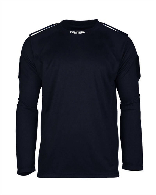 Tricou cu maneca lunga Pompieri albastru inchis cu epoleti si inscriptie