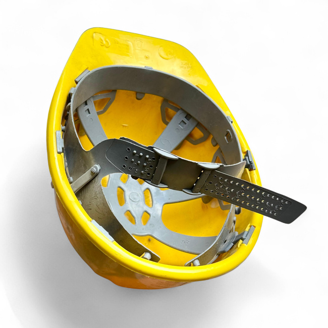 Protective Helmet with Adjustment and Ventilation System - Romanian Army Military Surplus - Yellow - In Good Condition