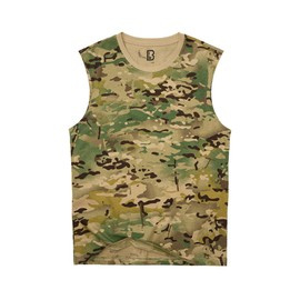 TRICOU DIN BUMBAC FARA MANECI - TACTICAL CAMO - BRANDIT