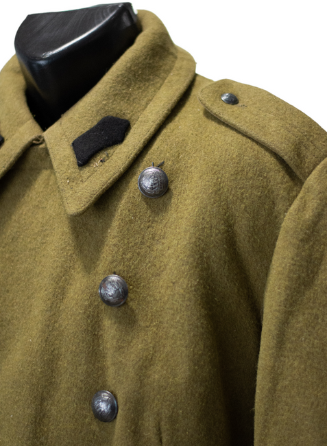 CLOTH TRENCH COAT - ROMANIAN MILITARY SURPLUS - OLIVE - LIKE NEW