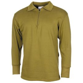 BLUZĂ DE CORP CU MÂNECĂ LUNGĂ, CU FERMOAR - VERDE OD - SURPLUS MILITAR NEERLANDEZ - UZATĂ