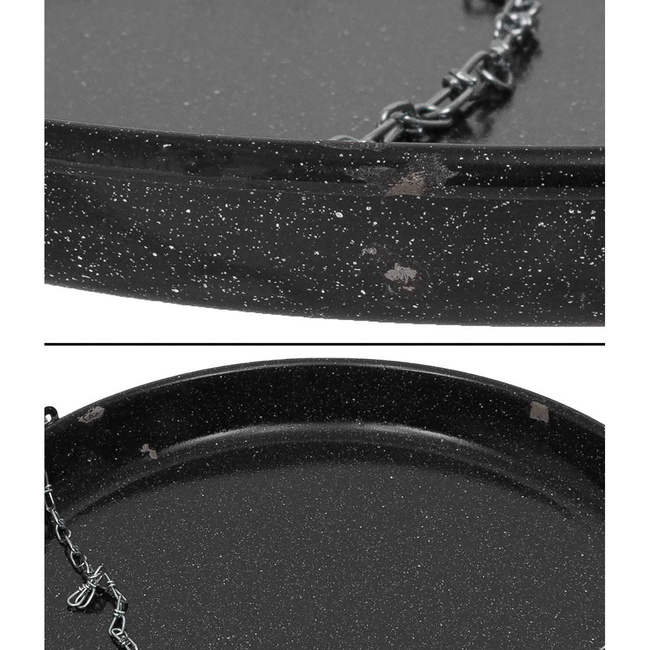 Hungarian enameled grill pan, with chain, large