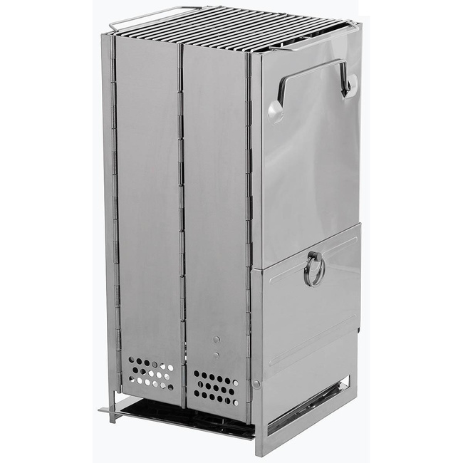 ROCKET STOVE WITH GRATE, FOLDABLE, LARGE, STAINLESS STEEL - MFH