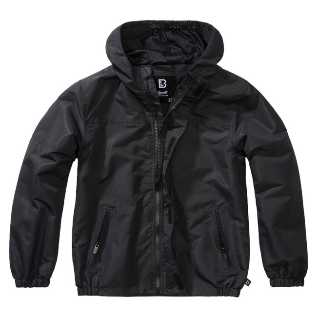 KIDS SUMMER JACKET WITH FRONT ZIPPER - WINDBREAKER - BLACK -  BRANDIT