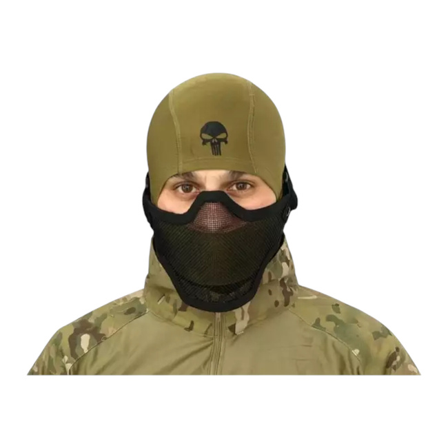 MASCA DE PROTECTIE DIN OTEL PENTRU JUMATATE DE FATA V.1 - NEGRU / CRANIU - WOSPORT