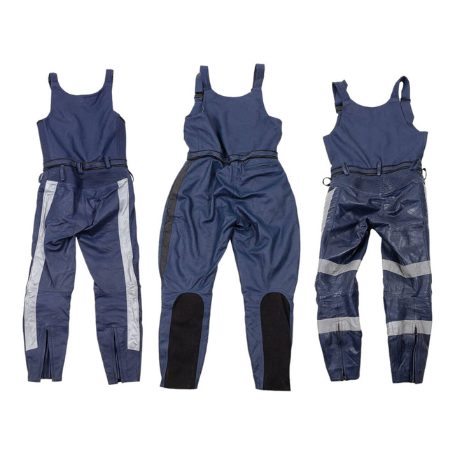 PANTALONI DIN PIELE PT MOTOCICLISTI, DIMENSIUNI MICI - SURPLUS MILITAR DE LA ARMATA OLANDEZA - UZATI