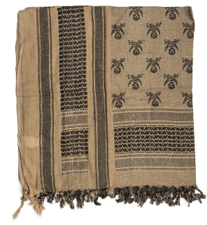 Shemagh scarf - coyote/black skull