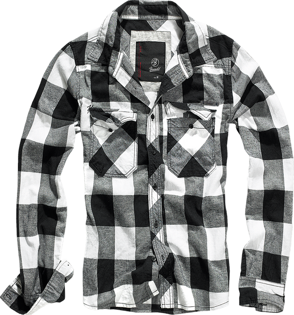 CAMASA CHECK IN CAROURI CU MANECA LUNGA - ALB/NEGRU - BRANDIT