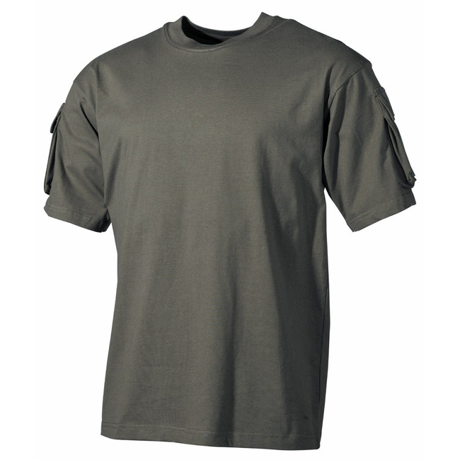 MFH US shirt with velcro pockets on the sleeves, 170g/m2 - OD green