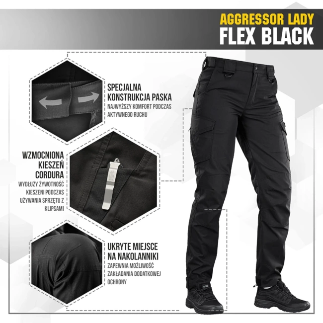 AGGRESSOR LADY FLEX TACTICAL TROUSERS, BLACK - M-TAC