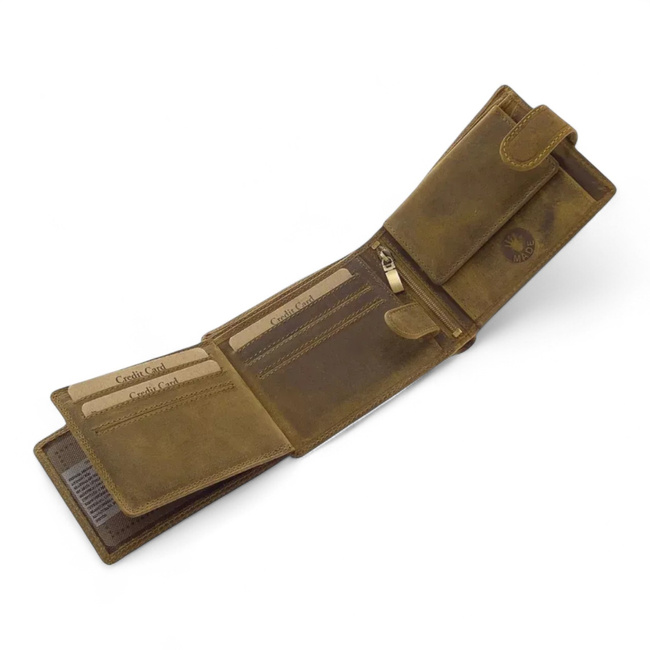 Portofel din piele pentru vanatori, cu imprimeu - Fazan - Maro - GreenDeed