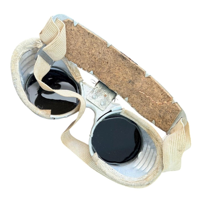 Ochelari de sudura din aluminiu - Model G249 - Industria Metalurgica RSR - Surplus Militar Armata Romana - Metalic - Cu defect/Uzati