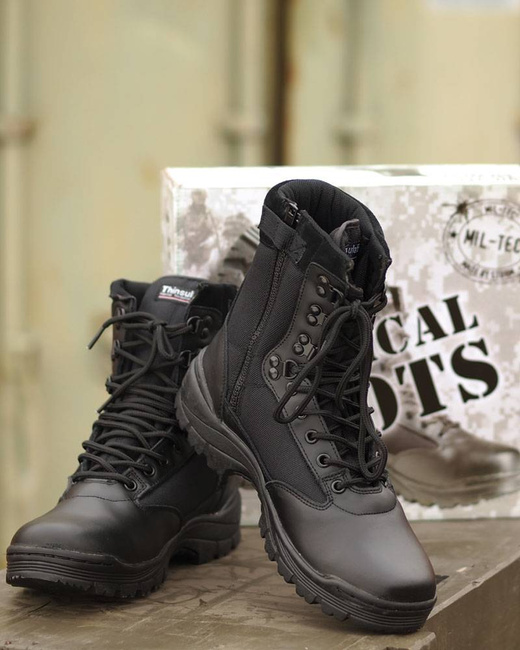 BOCANCI MILITARI TACTICI -  FERMOAR YKK®, PIELE/CORDURA, THINSULATE™ - Mil-Tec® - NEGRI