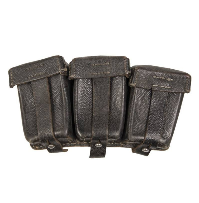 POUCH TRIPLU PENTRU CARTUȘE - SURPLUS MILITAR GERMAN DIN AL DOILEA RĂZBOI MONDIAL - UZAT