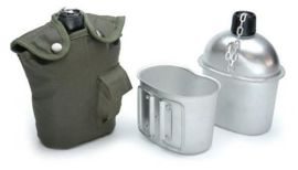 US ALUMINIUM CANTEEN - WITH CUP AND OD GREEN COVER 
