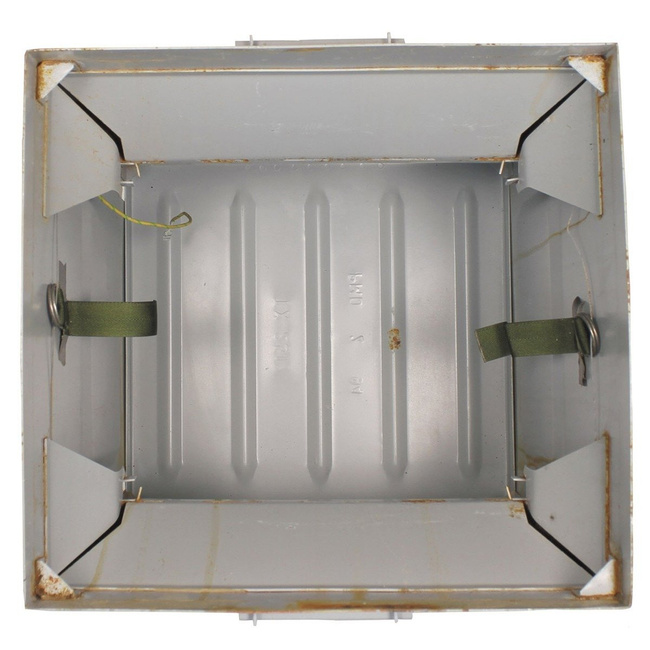 US transport box, metal, "Underbridge", grey, used, 37 x 37 x 48,5 cm