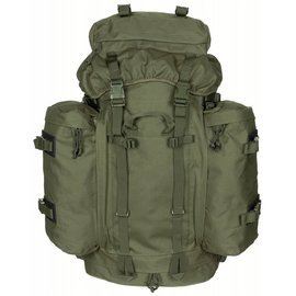 RUCSAC DE MUNTE BUDESWEHR - CU 2 GENȚI LATERALE - 80 L - MFH® - VERDE OD