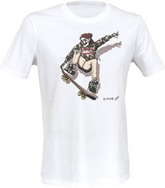 ORGANIC COTTON T SHIRT "SKULL WITH SKATEBOARD" - WHITE
