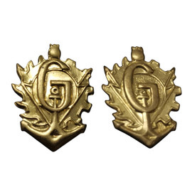SET 2 SEMNE DE ARMA PENTRU EPOLETI, GRADE MILITARE - GENIU - SURPLUS MILITAR ARMATA ROMANA - AURII - IN STARE BUNA