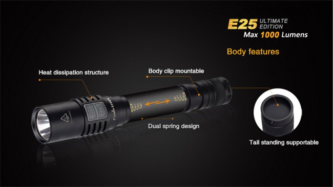 Flashlight Fenix E25 - Ultimate Edition, water resistant