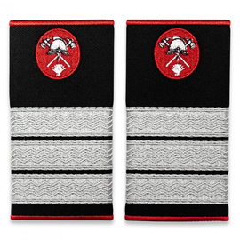 Grade Plutonier Adjutant Pompieri ISU, IGSU tesute pe suport textil din paspoal cusut, cu semn de arma metalic