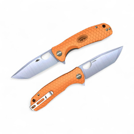 Pocket Knife - Honey Badger Tanto 14C28N Medium Orange
