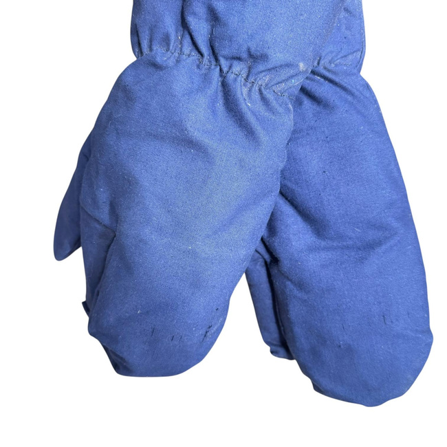 Manusi de protectie imblanite din material de foaie de cort, cu 3 degete - Surplus militar Armata Romana - Albastru inchis - In stare buna