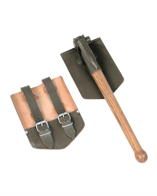 GERMAN FOLDING SHOVEL NEW WITH LEATHER POUCH USED